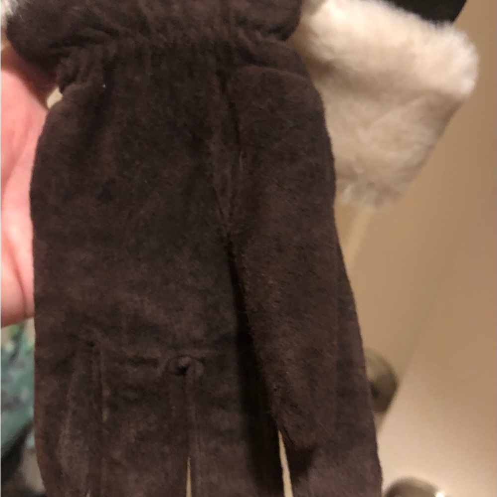 Maxima Dark Brown Teddy Jacket with White Trim - Picture 7 of 10
